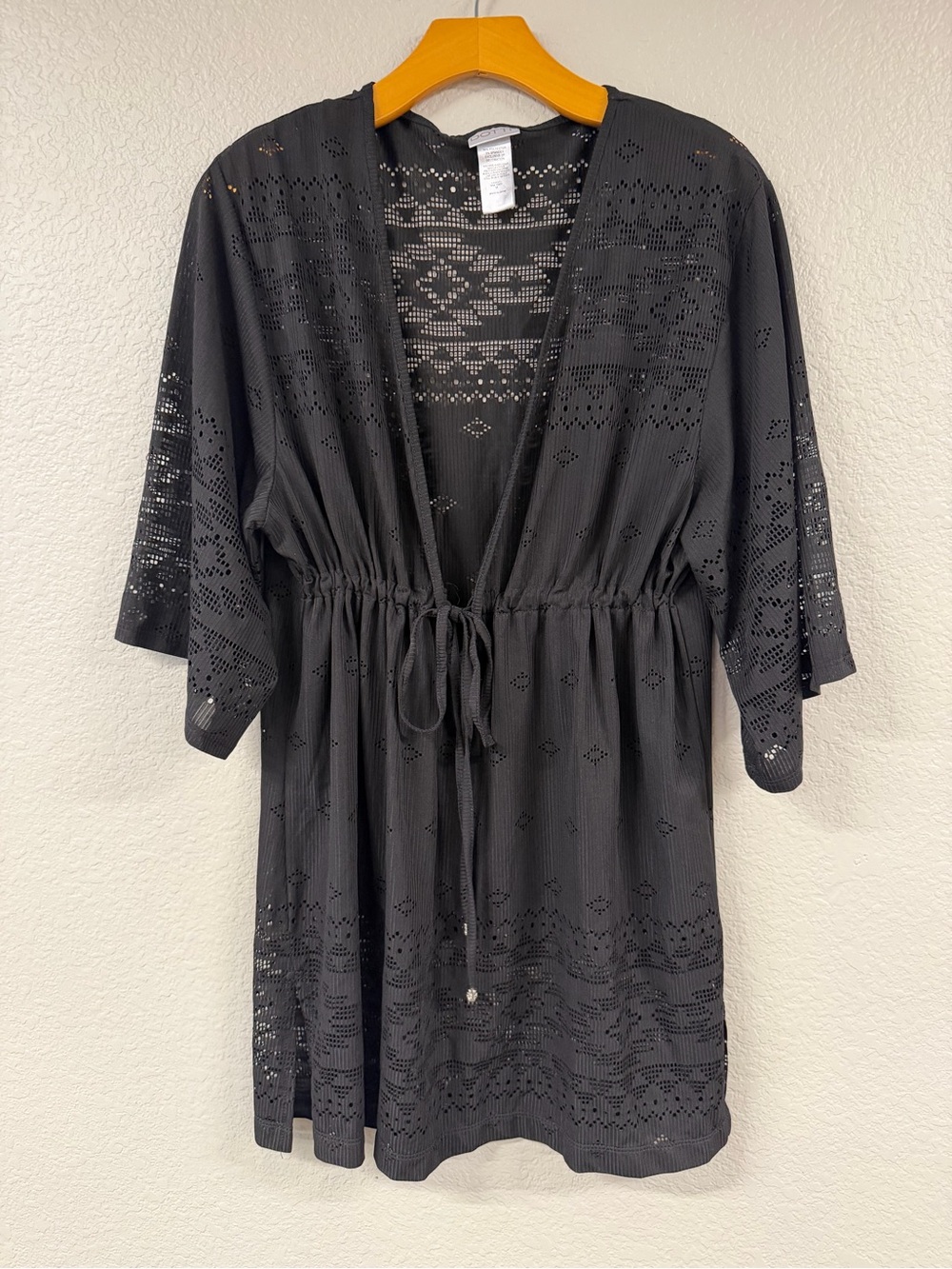 Dotti Black Eyelet Kimono Cover-Up